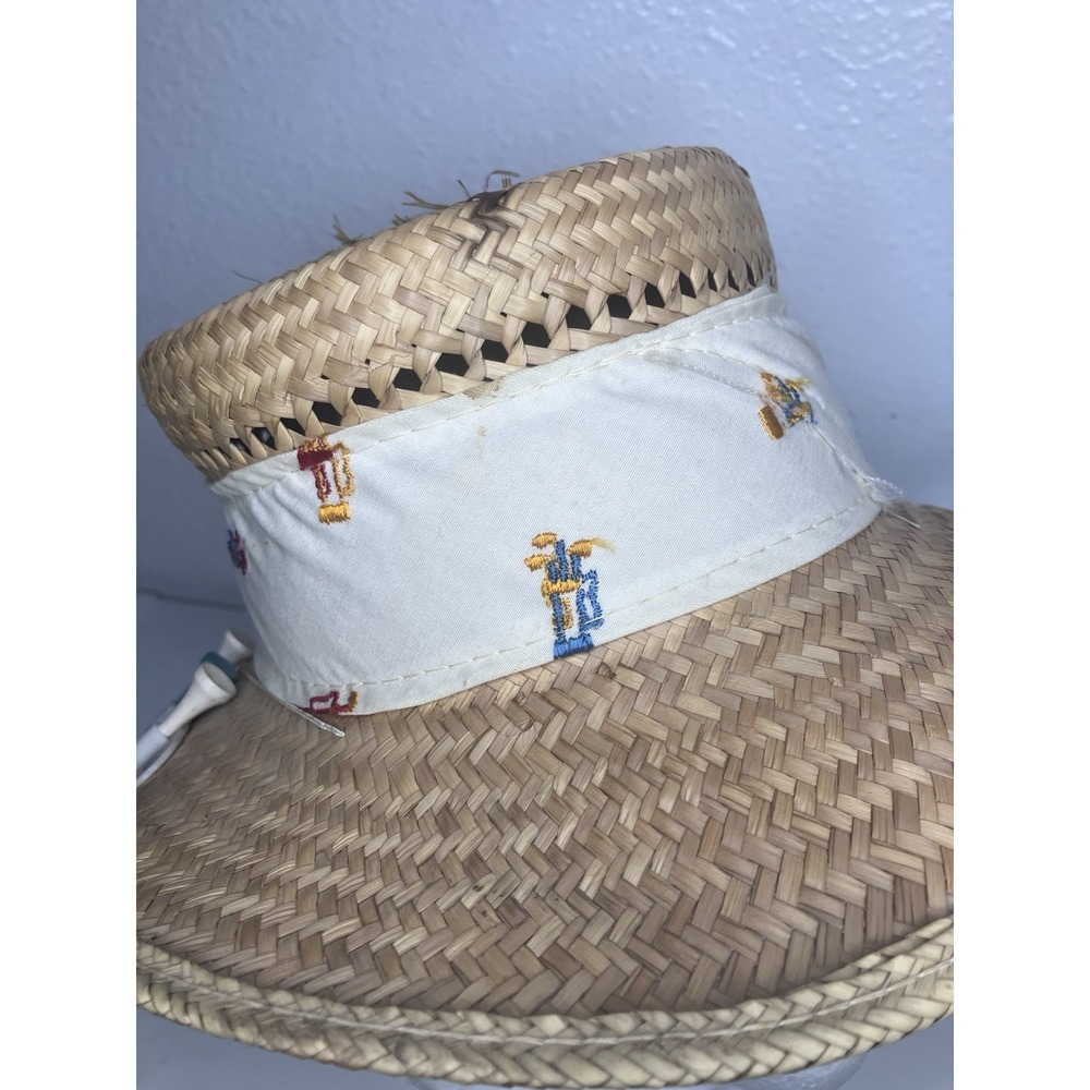 VTG One Of A Kind Homemade Small Women's Straw Golf Hat Golfball "Birdie" Nest - Picture 3 of 8